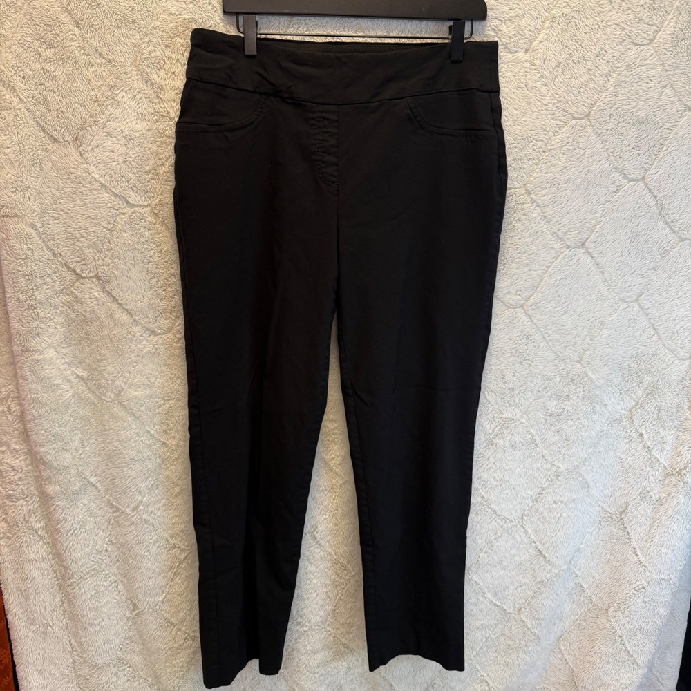 Ruby Rd Womens 14 Black Pull On Millennium Stretch Ankle Pants Slim Straight - Picture 2 of 10